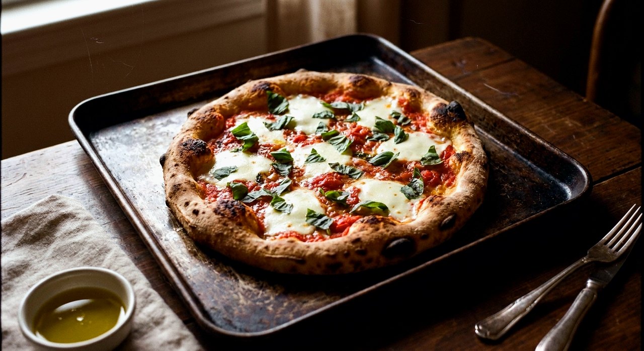 A fresh margherita pizza