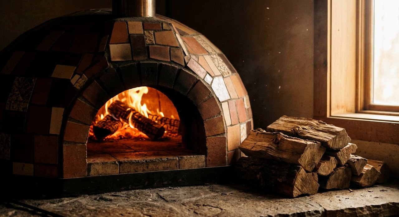 The wood-fired oven at Redwood Pizzeria
