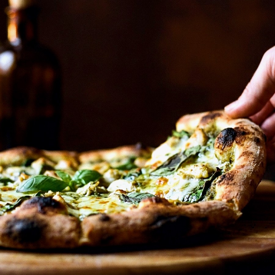 Redwood Pizzeria pizza on a tray